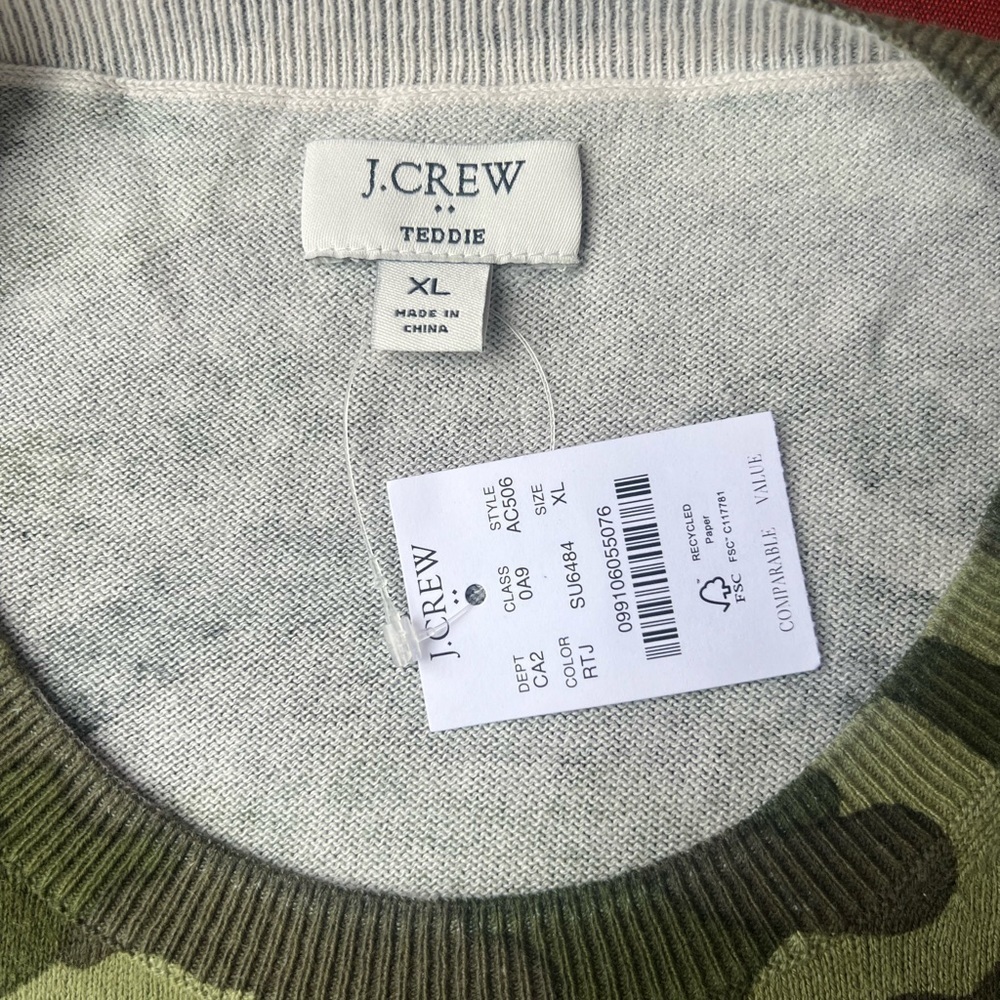 J Crew Camouflage Teddie Sweater XL - Picture 5 of 5